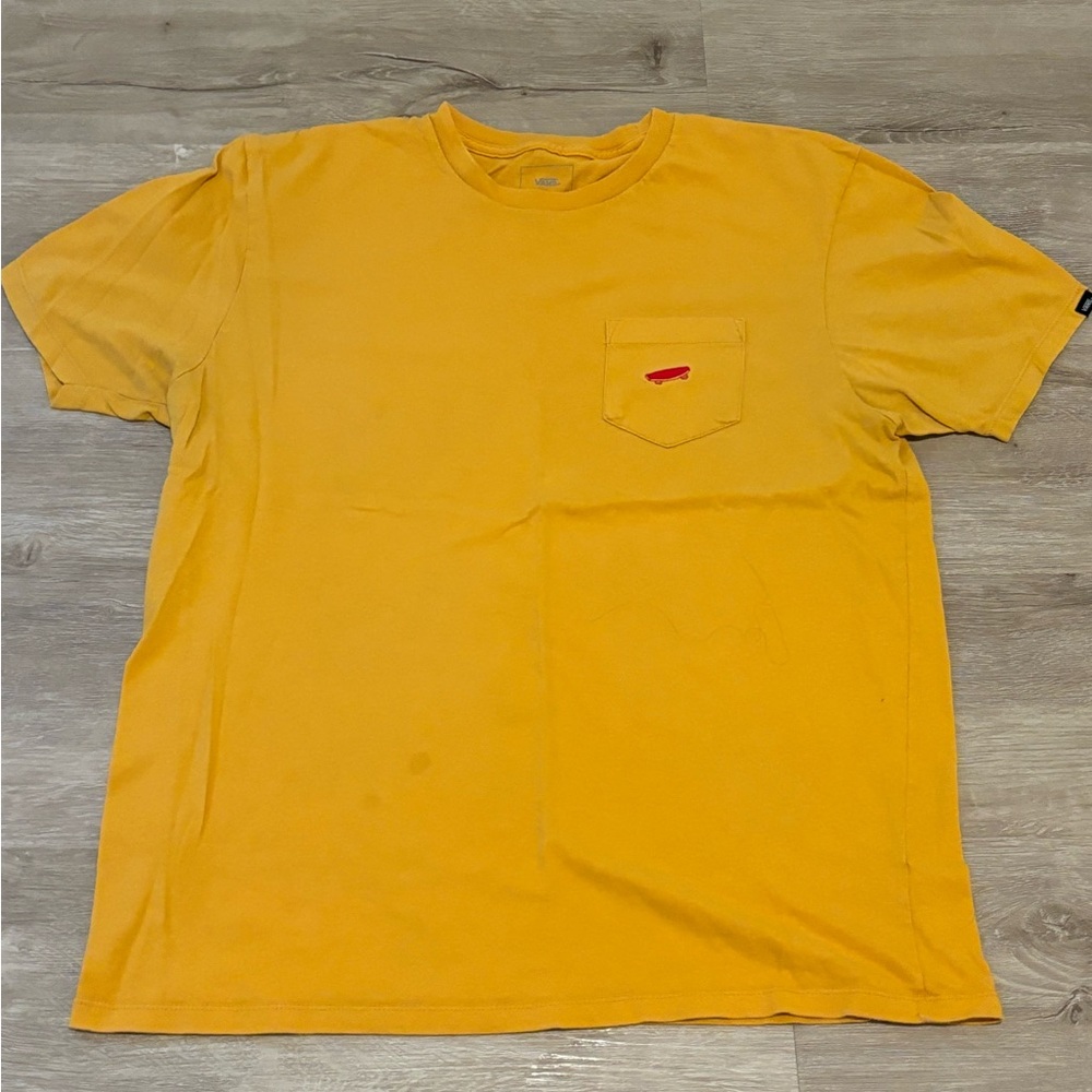 Vans Yellow Skateboard Embroidery T-Shirt with Pocket
